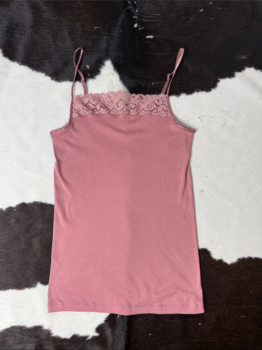 Hanro Dusty Rose Lace-Trim Stretch Camisole